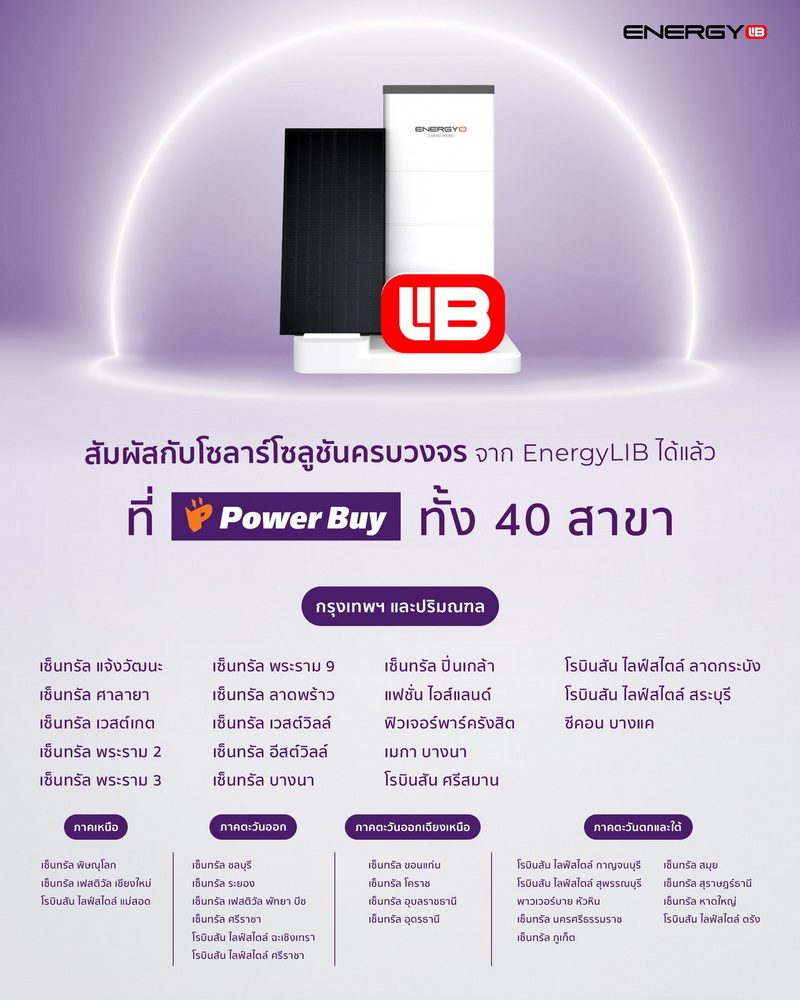 EnergyLIB โซลาร์โซลูชันครบวงจร EnergyLIB โซลาร์โซลูชันครบวงจร